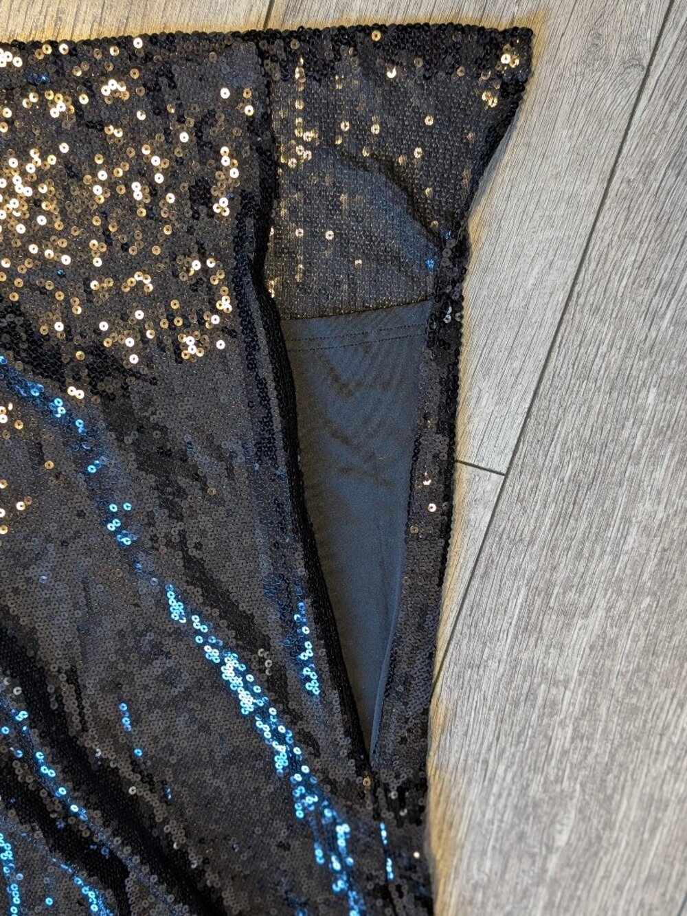 Black Sequin Gown Formal Open Back Long Sleeve Maxi Dress Slit XS Custom NWOT - Picture 11 of 16